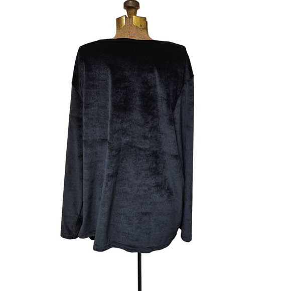 Coconut Bay Sweater Womens 2X Black Velour Snowman Plus Size Soft Pullover - Picture 6 of 8